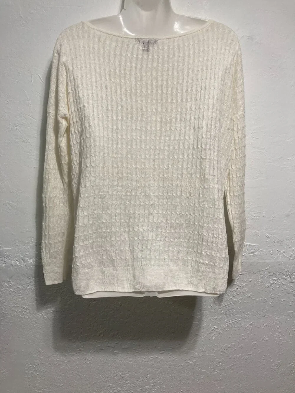 J. Crew Linen Cable Knit Sweater Minimalist Preppy Ivory lightweight Coastal XS